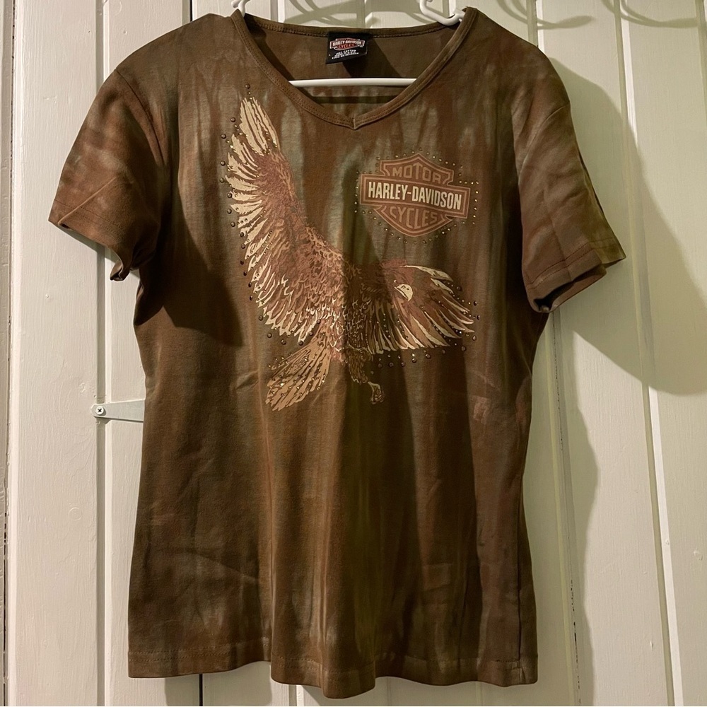 Harley-Davidson bling eagle tee-large EUC
